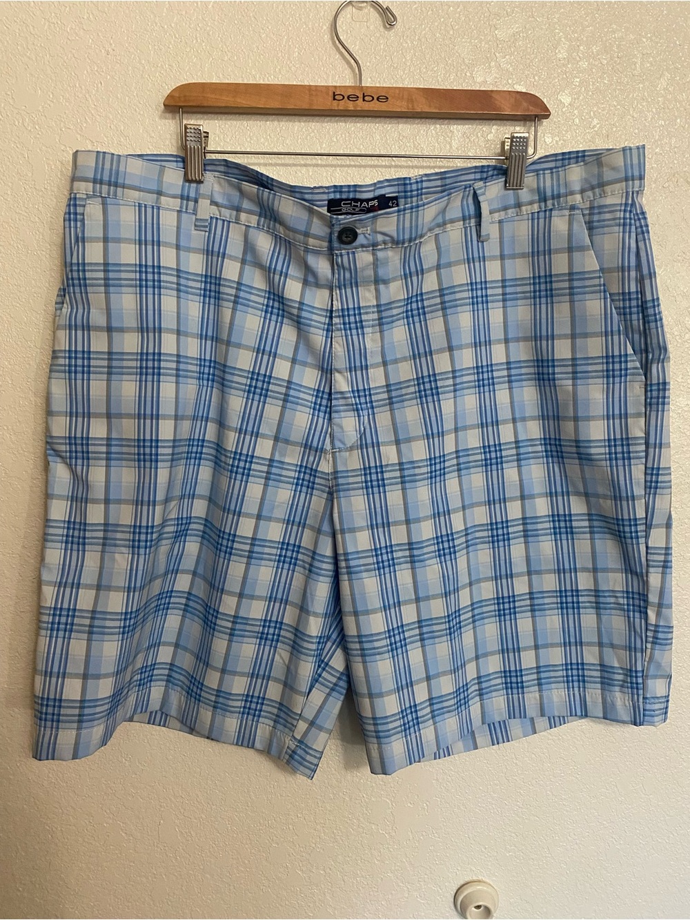 Chaps Golf 78 Shorts Blue White Plaid Beach Lounge Pockets Sports Sz 42